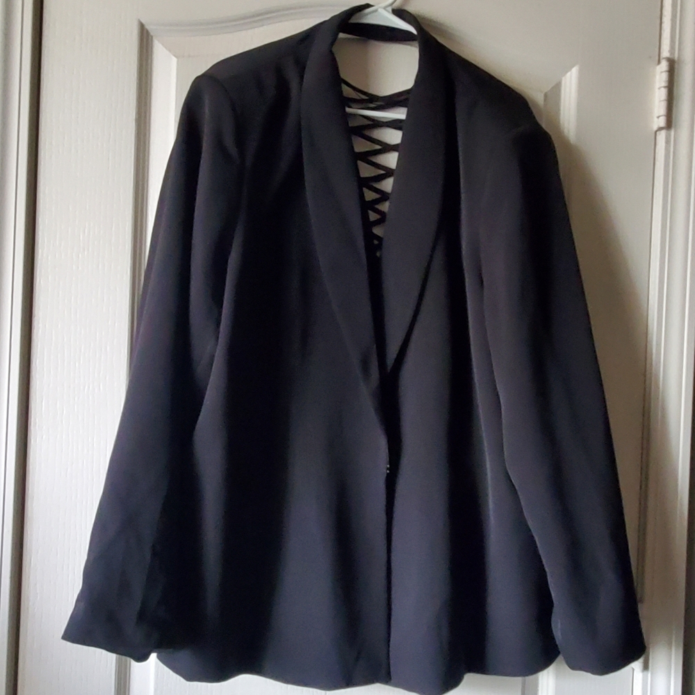 City Chic open corset laced back blazer